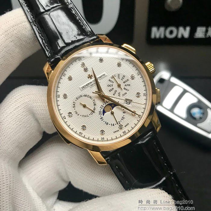江詩丹頓 Vacheron Constantin 新款 高檔男士腕表 9100多功能機芯 超強防水 原裝蝴蝶扣  wssb3519